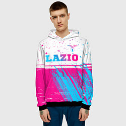 Толстовка-худи мужская Lazio neon gradient style: символ сверху, цвет: 3D-черный — фото 2