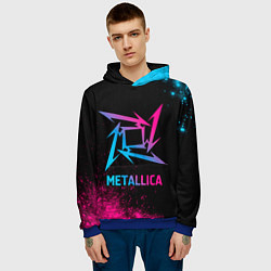 Толстовка-худи мужская Metallica - neon gradient, цвет: 3D-синий — фото 2