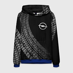 Толстовка-худи мужская Opel tire tracks, цвет: 3D-синий