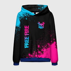 Мужская толстовка Free Fire - neon gradient: символ и надпись вертик