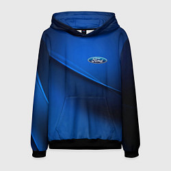 Толстовка-худи мужская Ford - синяя абстракция, цвет: 3D-черный