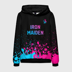 Мужская толстовка Iron Maiden - neon gradient: символ сверху