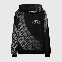 Толстовка-худи мужская Subaru tire tracks, цвет: 3D-черный