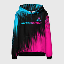 Мужская толстовка Mitsubishi - neon gradient: символ сверху