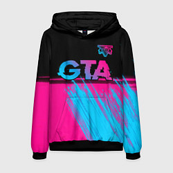 Мужская толстовка GTA - neon gradient: символ сверху