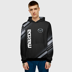 Толстовка-худи мужская Mazda карбон, цвет: 3D-черный — фото 2