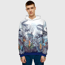 Толстовка-худи мужская Пышный тропический лес, цвет: 3D-синий — фото 2