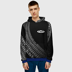 Толстовка-худи мужская Chery tire tracks, цвет: 3D-синий — фото 2