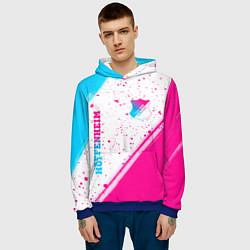 Толстовка-худи мужская Hoffenheim neon gradient style: надпись, символ, цвет: 3D-синий — фото 2