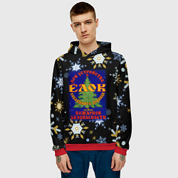 Толстовка-худи мужская Новый год пожарная безопасность, цвет: 3D-красный — фото 2