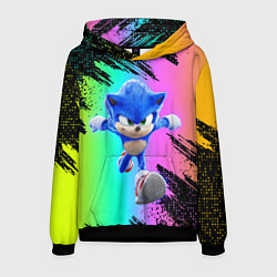 Толстовка-худи мужская Sonic neon, цвет: 3D-черный