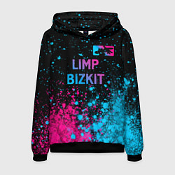 Толстовка-худи мужская Limp Bizkit - neon gradient: символ сверху, цвет: 3D-черный