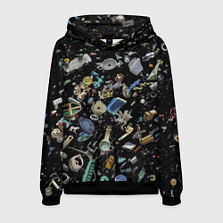 Толстовка-худи мужская Пластиковый мусор - всякая всячина!, цвет: 3D-черный