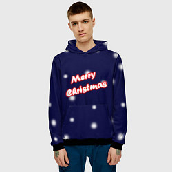 Толстовка-худи мужская Merry Christmas Неон, цвет: 3D-черный — фото 2