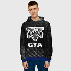 Толстовка-худи мужская GTA с потертостями на темном фоне, цвет: 3D-синий — фото 2