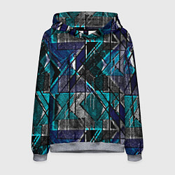 Мужская толстовка Сине - черная гранжевая абстракция