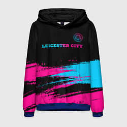 Мужская толстовка Leicester City - neon gradient: символ сверху