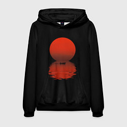 Толстовка-худи мужская Закат красного солнца, цвет: 3D-черный