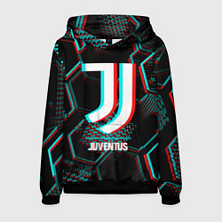 Мужская толстовка Juventus FC в стиле glitch на темном фоне