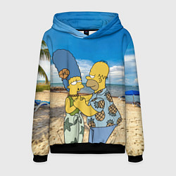 Мужская толстовка Гомер Симпсон танцует с Мардж на пляже