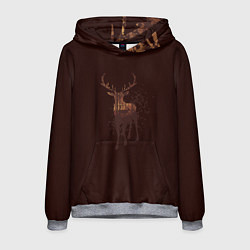 Толстовка-худи мужская Силуэт оленя с осенним лесом, цвет: 3D-меланж