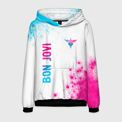 Мужская толстовка Bon Jovi neon gradient style: надпись, символ