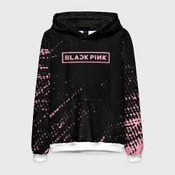 Толстовка-худи мужская Black pink розовые брызги, цвет: 3D-белый