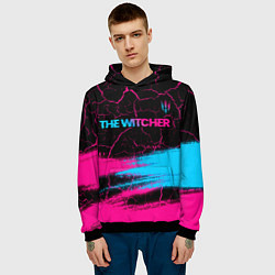 Толстовка-худи мужская The Witcher - neon gradient: символ сверху, цвет: 3D-черный — фото 2