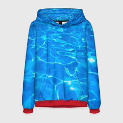 Толстовка-худи мужская Абстрактные волны бассейна - текстура, цвет: 3D-красный