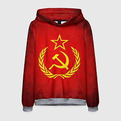 Толстовка-худи мужская СССР - старый флаг, цвет: 3D-меланж