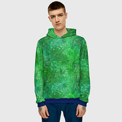 Толстовка-худи мужская Узорчатый зеленый стеклоблок имитация, цвет: 3D-синий — фото 2