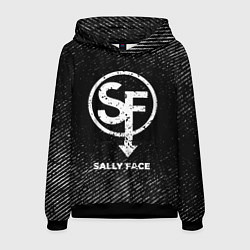 Мужская толстовка Sally Face с потертостями на темном фоне