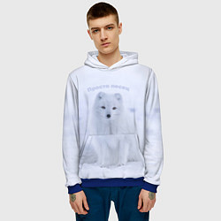 Толстовка-худи мужская Просто песец на снегу, цвет: 3D-синий — фото 2