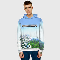 Толстовка-худи мужская Зимний пейзаж - Майнкрафт, цвет: 3D-белый — фото 2