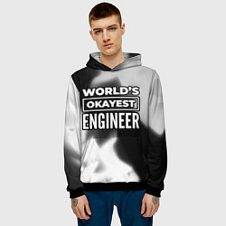 Толстовка-худи мужская Worlds okayest engineer - dark, цвет: 3D-черный — фото 2