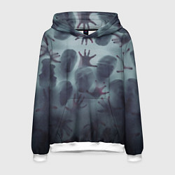 Толстовка-худи мужская Scary faces trying to get out, цвет: 3D-белый