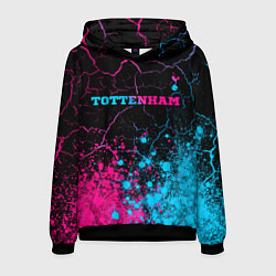 Толстовка-худи мужская Tottenham - neon gradient: символ сверху, цвет: 3D-черный