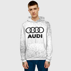 Толстовка-худи мужская Audi с потертостями на светлом фоне, цвет: 3D-белый — фото 2