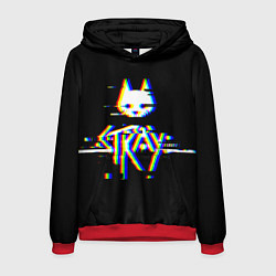 Толстовка-худи мужская Stray glitch logo, цвет: 3D-красный