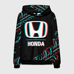 Мужская толстовка Значок Honda в стиле glitch на темном фоне