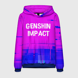 Мужская толстовка Genshin Impact glitch text effect: символ сверху