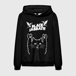 Толстовка-худи мужская Black Sabbath рок кот, цвет: 3D-черный