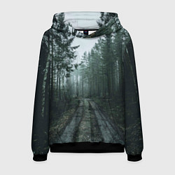 Толстовка-худи мужская Дорога в лес, цвет: 3D-черный