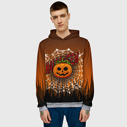 Толстовка-худи мужская Тыква-Паутина-Хэллоуин, цвет: 3D-меланж — фото 2