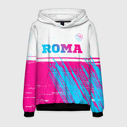Толстовка-худи мужская Roma neon gradient style: символ сверху, цвет: 3D-черный