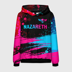 Толстовка-худи мужская Nazareth - neon gradient: символ сверху, цвет: 3D-черный