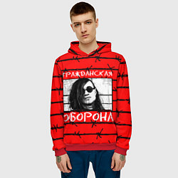 Толстовка-худи мужская Егор Летов - Гражданская Оборона, цвет: 3D-красный — фото 2