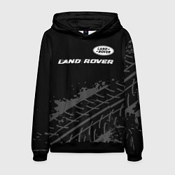 Мужская толстовка Land Rover speed на темном фоне со следами шин: си