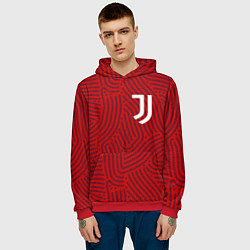 Толстовка-худи мужская Juventus отпечатки, цвет: 3D-красный — фото 2