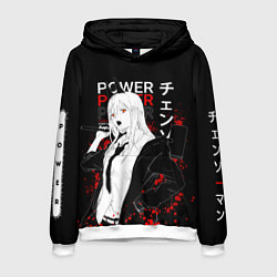 Толстовка-худи мужская Пауэр человек бензопила - Power chainsaw man, цвет: 3D-белый